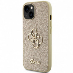 Apple iPhone 15 Plus Case Guess Fixed Glitter Big 4G Gold