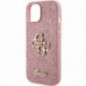 Apple iPhone 15 Case Guess Fixed Glitter Big 4G Pink