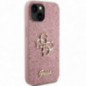 Apple iPhone 15 Case Guess Fixed Glitter Big 4G Pink