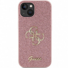 Apple iPhone 15 Case Guess Fixed Glitter Big 4G Pink