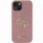 Apple iPhone 15 Case Guess Fixed Glitter Big 4G Pink