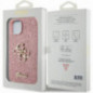Apple iPhone 15 Case Guess Fixed Glitter Big 4G Pink