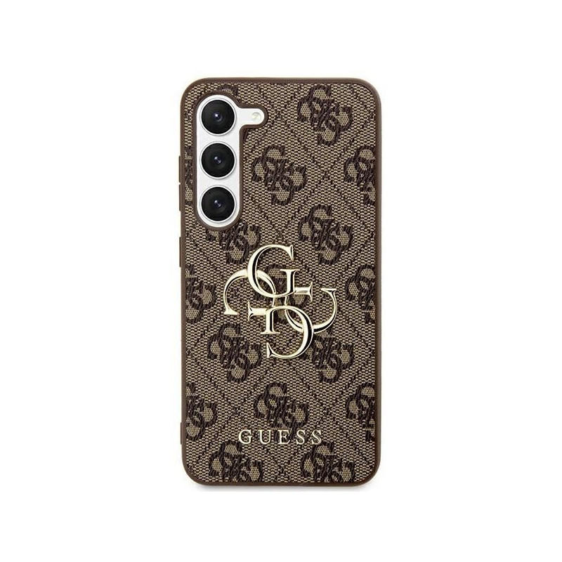 Samsung Galaxy S24 ULTRA Case Guess Leather 4G Metal Logo Brown