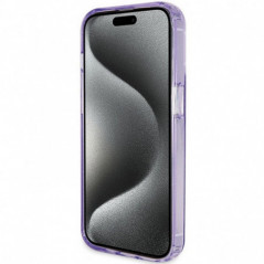 Apple iPhone 15 Pro Case Guess Glitter Script Logo - Ring stand MagSAFE  Purple