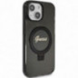 Apple iPhone 15 Case Guess Glitter Script Logo - Ring stand MagSAFE  Black