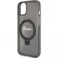 Apple iPhone 15 Case Guess Glitter Script Logo - Ring stand MagSAFE  Black