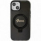 Apple iPhone 15 Plus Case Guess Glitter Script Logo - Ring stand MagSAFE  Black