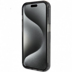 Apple iPhone 15 Plus Case Guess Glitter Script Logo - Ring stand MagSAFE  Black