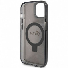 Apple iPhone 15 Plus Case Guess Glitter Script Logo - Ring stand MagSAFE  Black