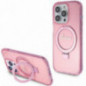 Apple iPhone 15 Pro Case Guess Glitter Script Logo - Ring stand MagSAFE  Pink
