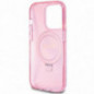 Apple iPhone 15 Pro Case Guess Glitter Script Logo - Ring stand MagSAFE  Pink