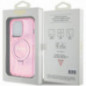 Apple iPhone 15 Pro Case Guess Glitter Script Logo - Ring stand MagSAFE  Pink