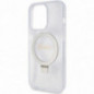 Apple iPhone 15 Pro Case Guess Glitter Script Logo - Ring stand MagSAFE  Transparent