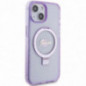 Apple iPhone 15 Case Guess Glitter Script Logo - Ring stand MagSAFE  Purple