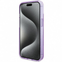Apple iPhone 15 Case Guess Glitter Script Logo - Ring stand MagSAFE  Purple