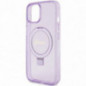 Apple iPhone 15 Case Guess Glitter Script Logo - Ring stand MagSAFE  Purple
