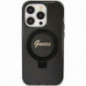 Apple iPhone 15 Pro Case Guess Glitter Script Logo - Ring stand MagSAFE  Black
