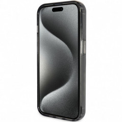 Apple iPhone 15 Pro Case Guess Glitter Script Logo - Ring stand MagSAFE  Black