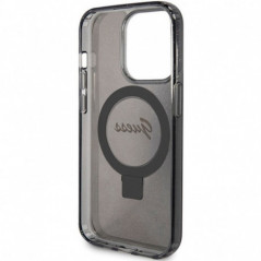 Apple iPhone 15 Pro Max Case Guess Glitter Script Logo - Ring stand MagSAFE  Black