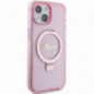 Apple iPhone 15 Case Guess Glitter Script Logo - Ring stand MagSAFE  Pink