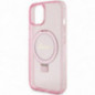 Apple iPhone 15 Case Guess Glitter Script Logo - Ring stand MagSAFE  Pink