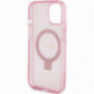 Apple iPhone 15 Case Guess Glitter Script Logo - Ring stand MagSAFE  Pink