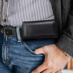 Samsung Galaxy S20 FE Univerzálne puzdro, Horizontal holsters, Belt Holster ROYAL Crazy Horse Black 
