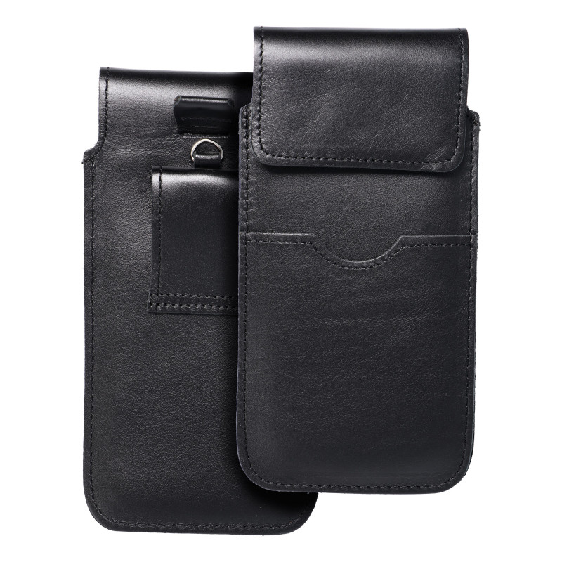 XIAOMI Redmi Note 10 Univerzálne puzdro, Belt Holster ROYAL - Leather universal flap pocket Black