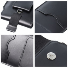 Samsung Galaxy A12 Univerzálne puzdro, Belt Holster ROYAL - Leather universal flap pocket Black