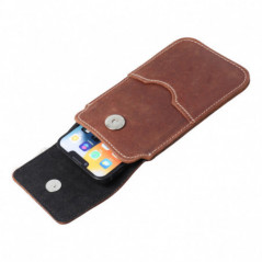 Apple iPhone 12 Univerzálne puzdro, Belt Holster ROYAL - Leather universal flap pocket Brown