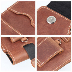 Apple iPhone 12 Univerzálne puzdro, Belt Holster ROYAL - Leather universal flap pocket Brown