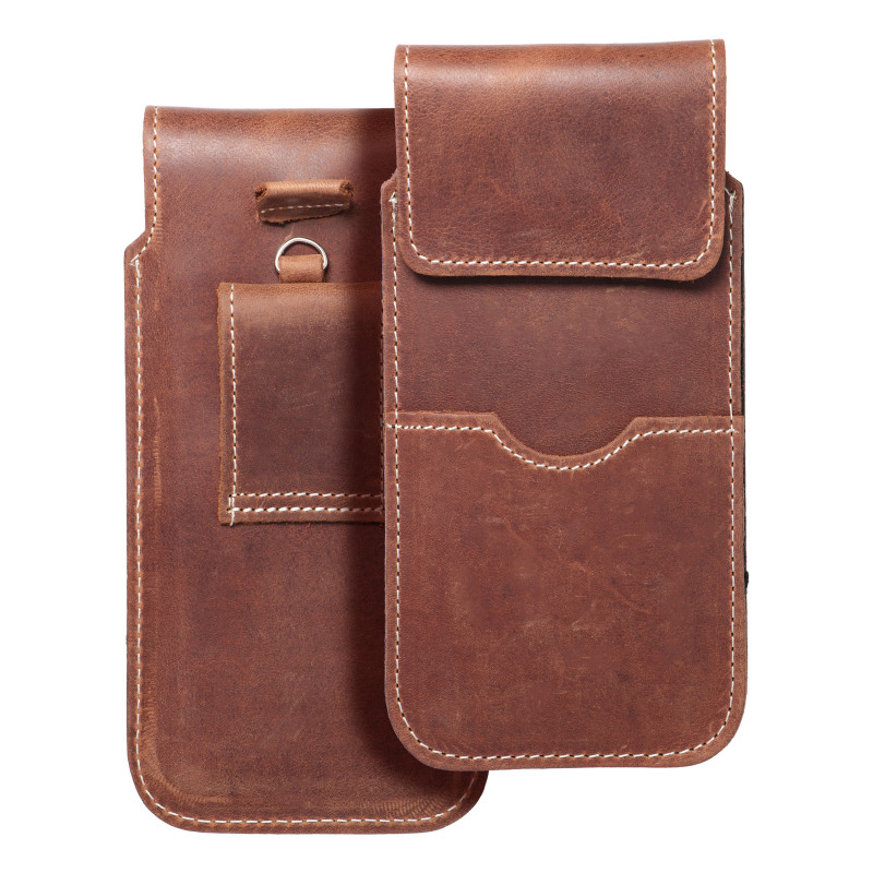 XIAOMI Redmi Note 10 Univerzálne puzdro, Belt Holster ROYAL - Leather universal flap pocket Brown