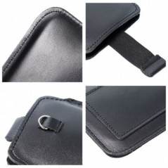 Apple iPhone 12 Univerzálne puzdro, Belt Holster ROYAL - Leather universal flap pocket Black