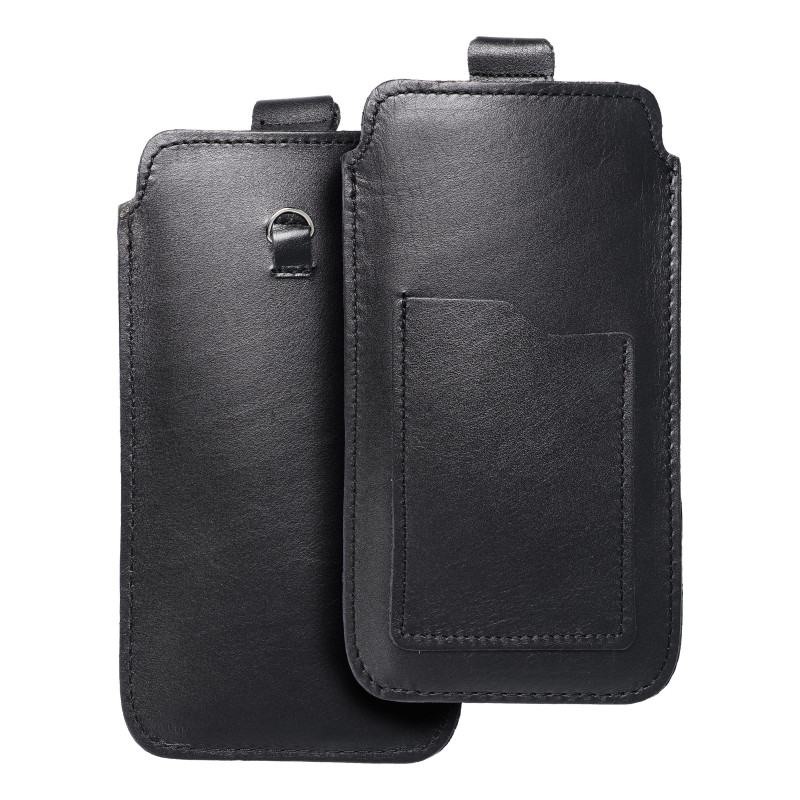 XIAOMI Redmi Note 10 Univerzálne puzdro, Belt Holster ROYAL - Leather universal flap pocket Black