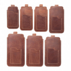 Apple iPhone 12 Univerzálne puzdro, Belt Holster ROYAL - Leather universal flap pocket Brown