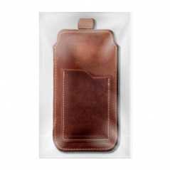 Apple iPhone 12 Univerzálne puzdro, Belt Holster ROYAL - Leather universal flap pocket Brown