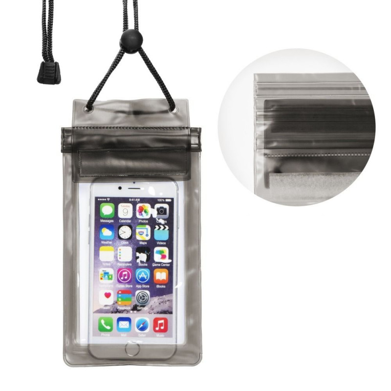 Waterproof Phone Bag with Zipper – Black