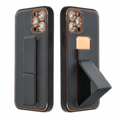 Samsung Galaxy S24 FE Case LEATHER Case Kickstand Black