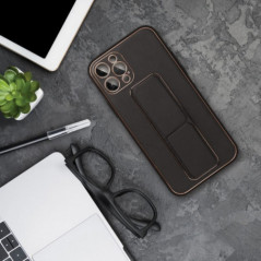 Samsung Galaxy S24 FE Case LEATHER Case Kickstand Black