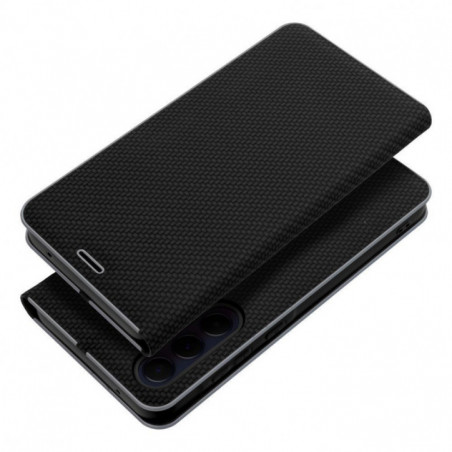Samsung Galaxy S24 FE Wallet Cases LUNA Book Carbon Carbon Fibre, Elegant  Black