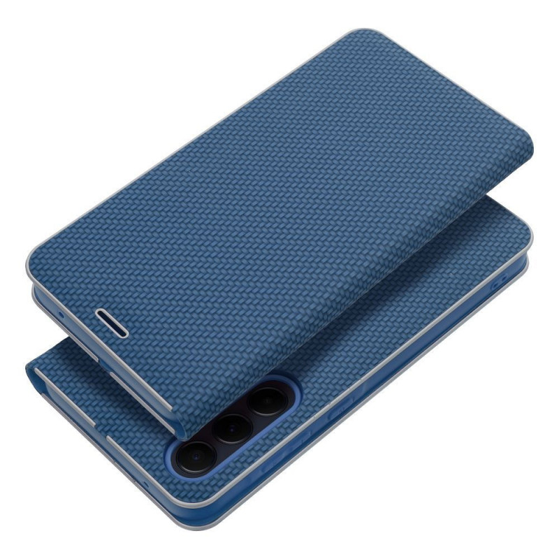 Samsung Galaxy S24 FE Wallet Cases LUNA Book Carbon Carbon Fibre, Elegant  Blue
