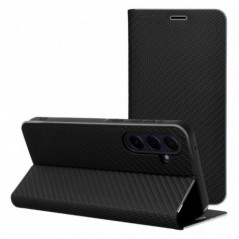 Samsung Galaxy A16 Wallet Cases LUNA Book Carbon Carbon Fibre, Elegant  Black