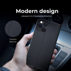 Apple iPhone 16 Wallet Cases LUNA Book Carbon Carbon Fibre, Elegant  Black