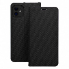 Apple iPhone 16 Wallet Cases LUNA Book Carbon Carbon Fibre, Elegant  Black