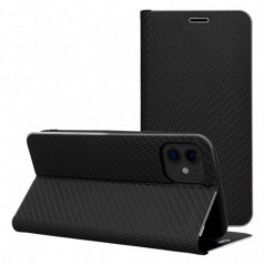 Apple iPhone 16 Wallet Cases LUNA Book Carbon Carbon Fibre, Elegant  Black
