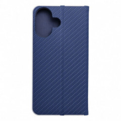 Apple iPhone 16 Wallet Cases LUNA Book Carbon Carbon Fibre, Elegant  Blue