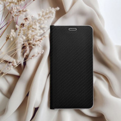 Apple iPhone 16 Pro Max Wallet Cases LUNA Book Carbon Carbon Fibre, Elegant  Black