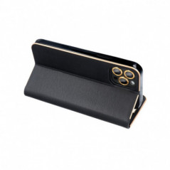 Apple iPhone 16 Wallet Cases LUNA Book Gold Elegant  Black