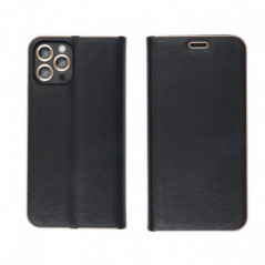 Apple iPhone 16 Wallet Cases LUNA Book Gold Elegant  Black