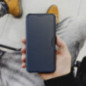 Apple iPhone 16 Pro Max Wallet Cases Razor Book Carbon Fibre, Carbon pattern  Blue
